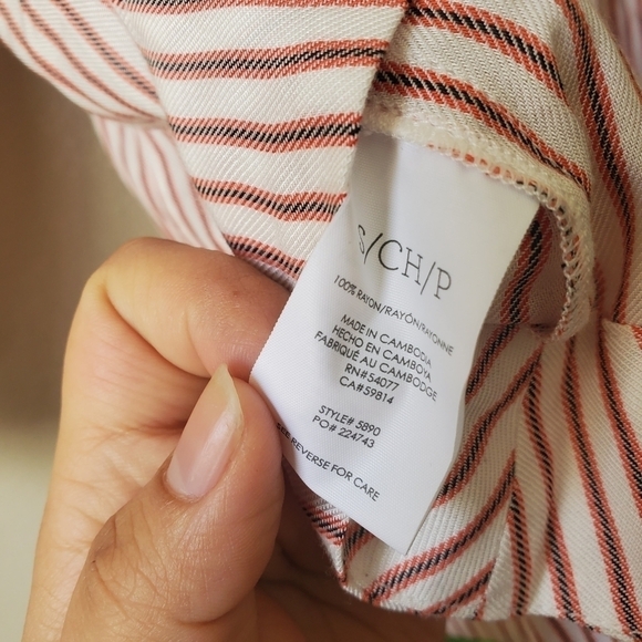 Cabi Carnival Striped Button Front Square Neck Puff Sleeve Blouse Womens S - Picture 10 of 11